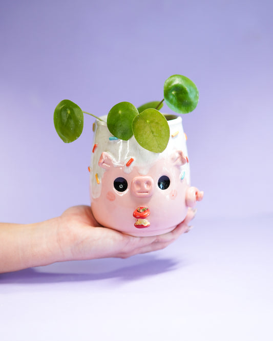 Cochon gourmand  - Pot de fleur drainé