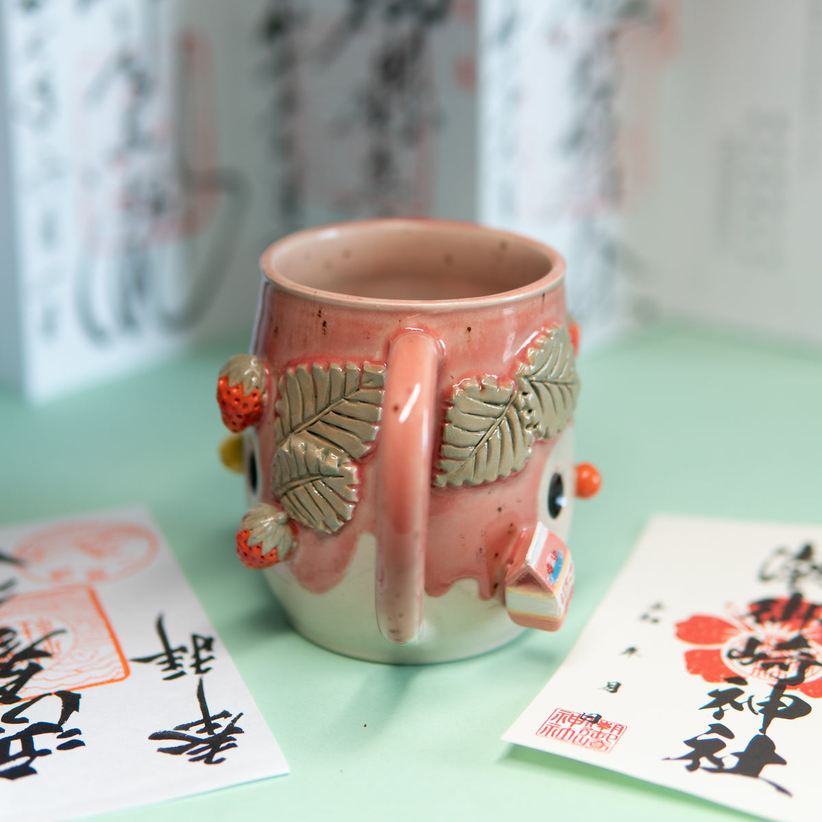 Lait et glace à la fraise - Tasse 450 ml - leger Défaut, prix réduit