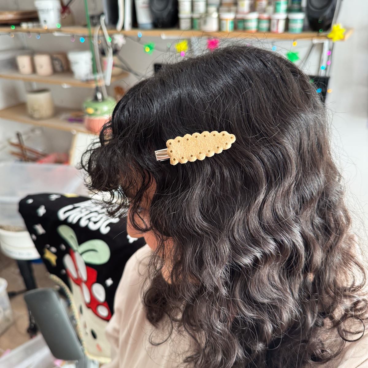 Biscuit - Barrette a cheveux ceramique