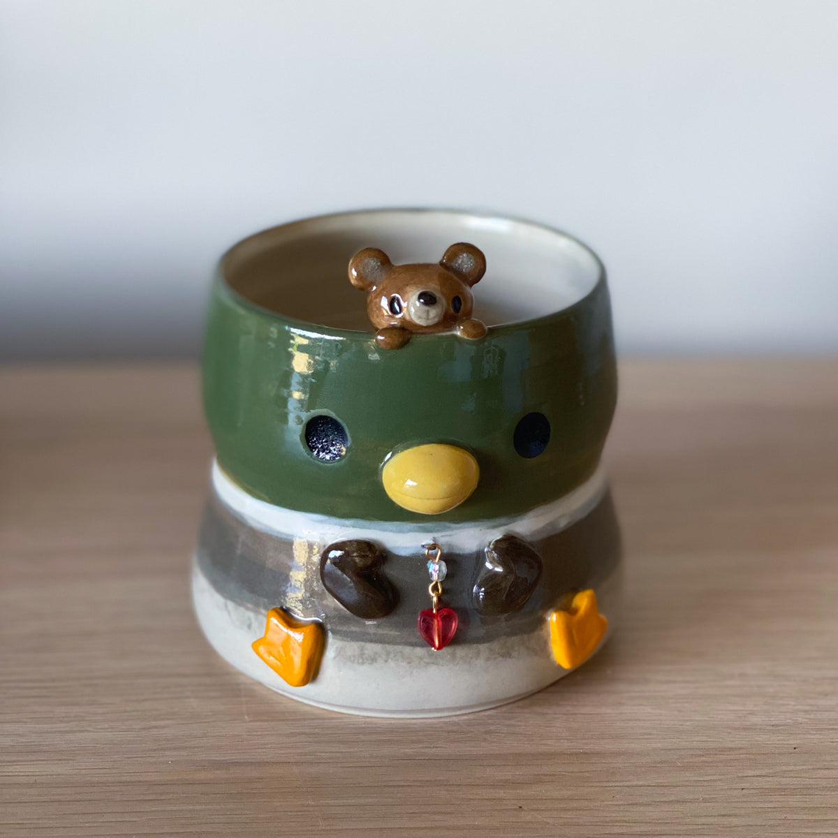 Colvert & ourson - Petit Pot de fleur